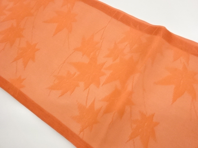 JAPANESE HIRAKI NAGOYA OBI FOR SUMMER / WOVEN MAPLE LEAVES